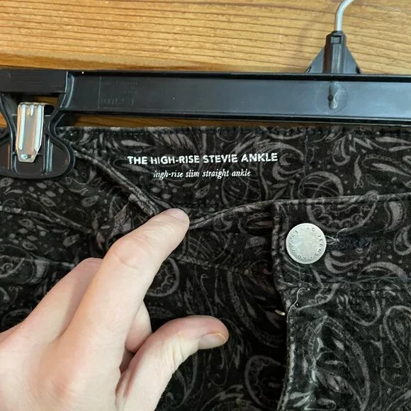 AG for Anthropologie paisley print velvet The Stevie High Waist ankle pant 29 - Picture 7 of 12